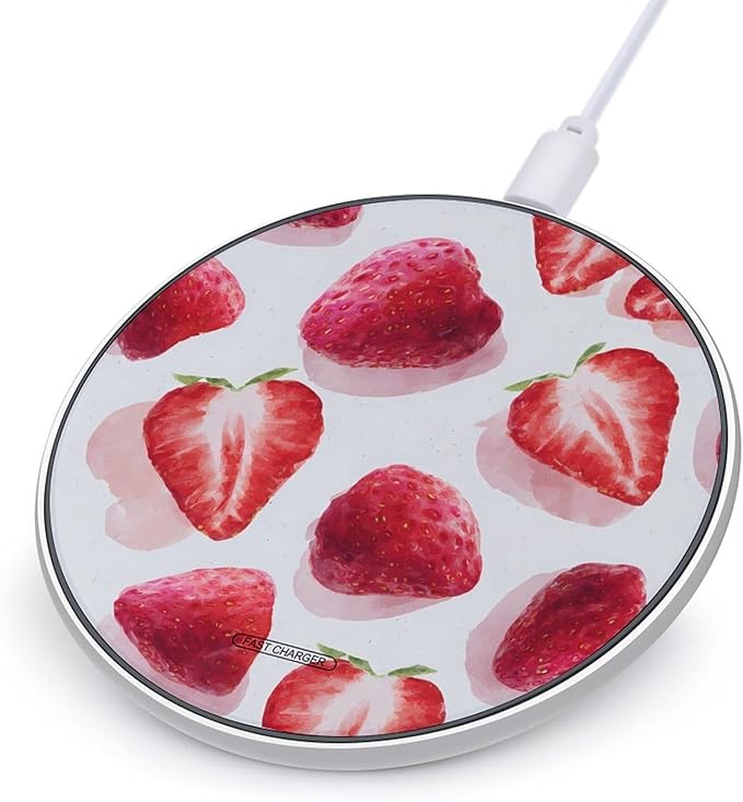 Strawberries Slices Fast Portable Charger 10W Funny Graphic Phone Charging Pad with USB Cable