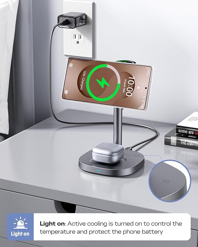 Magnetic Wireless Charger for Samsung Fast Qi2 Certified 15W 3 in 1 Charging Station TEC Cooling Compatible with Magsafe for Galaxy S26 Ultra/S25/Z Fold 7/Flip7 Samsung Watch Ultra/8/7Galaxy Buds