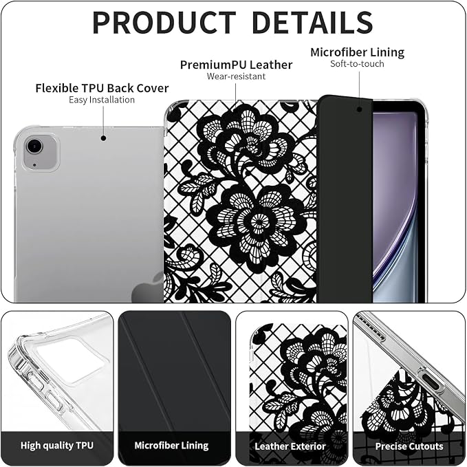 Black lace floral Graphic Aesthetic