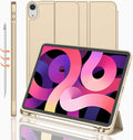 iMieet iPad Air 11 Inch Case M4/M3/M2(2026/2025/2024) iPad Air 5th/4th Generation Case 2022/2020 10.9 Inch with Pencil HolderTrifold Stand Smart Case with Soft TPU Back(Champagne Gold)