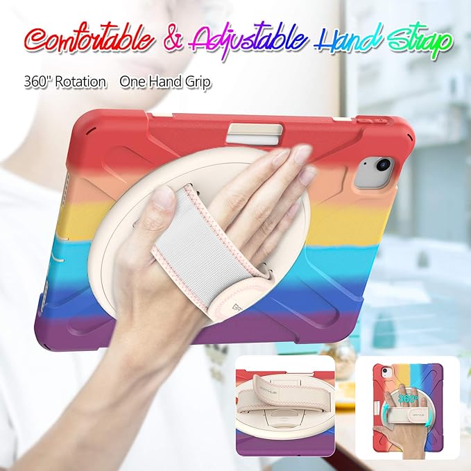 BATYUE Case for iPad Air 11-inch M4 (2026)/ M3 (2025) / M2 (2024) iPad Air 5th/4th 10.9 inch(2022/2020) iPad Pro 11 4th/3rd/2nd/1st Gen Case (2022/2021/2020/2018) with Pencil Holder+Shoulder Strap