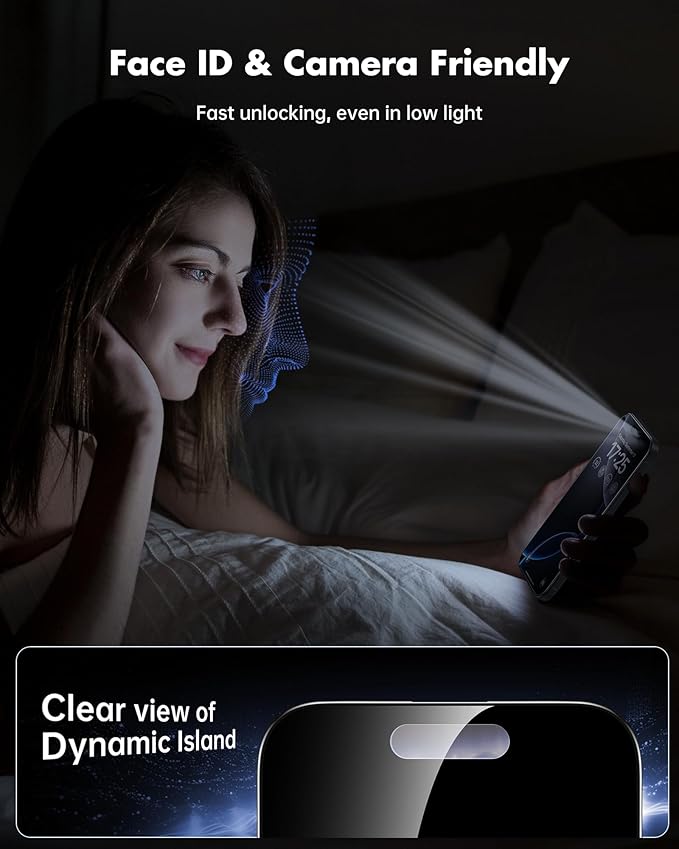 UNBREAKcable Privacy Screen Protector for iPhone 16 Pro (6.3-Inch) 2-Pack + 2 Lens Protectors｜25° Anti-Spy｜9H Hardness｜Anti-Fingerprint｜HD Clarity Tempered Glass