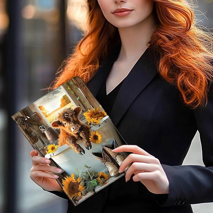 Case for Amazon Kindle Fire HD 10 and Fire HD 10 Plus 10.1 Tablet Case (13th/11th Generation 2023/2021 Release) Slim Fit PU Leather Cover with Auto Sleep/Wake - Sunflower Highland Cow