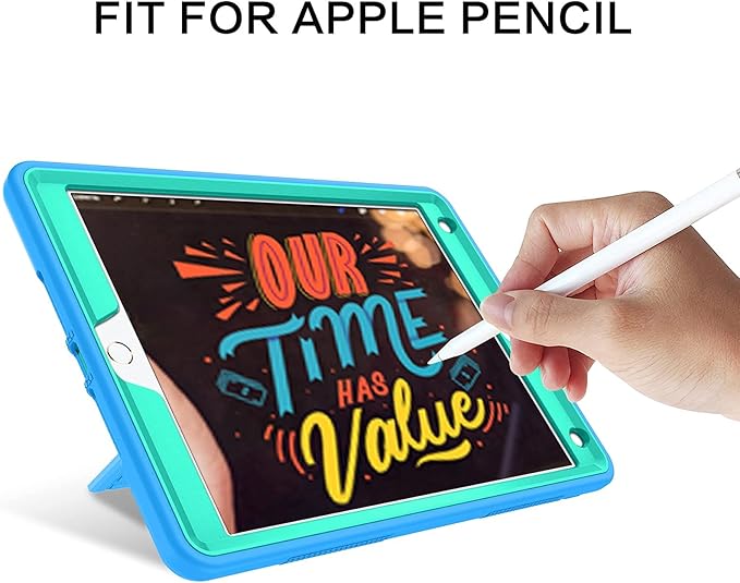 BENTOBEN Case for iPad 9th/8th/7th Gen Blue/Green 3 in 1 Heavy Duty Rugged Shockproof Protective Cover with Stand Pen Holder