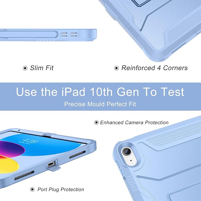 Soke Case for iPad (A16) 11th Generation 11-inch 2025 iPad 10th Generation 10.9-inch 2022 with Built-in Screen Protector and Kickstand Rugged Full Body Protective Cover - Light Blue