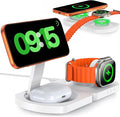 EGV Wireless Charger for iPhone 3-in-1 Magnetic Charging Station for Apple MagSafe Charger Stand for iPhone 17 Air 16 15 14 13 12 Series Airpods Pro Apple Watch Ultra Foldable No Adapter White