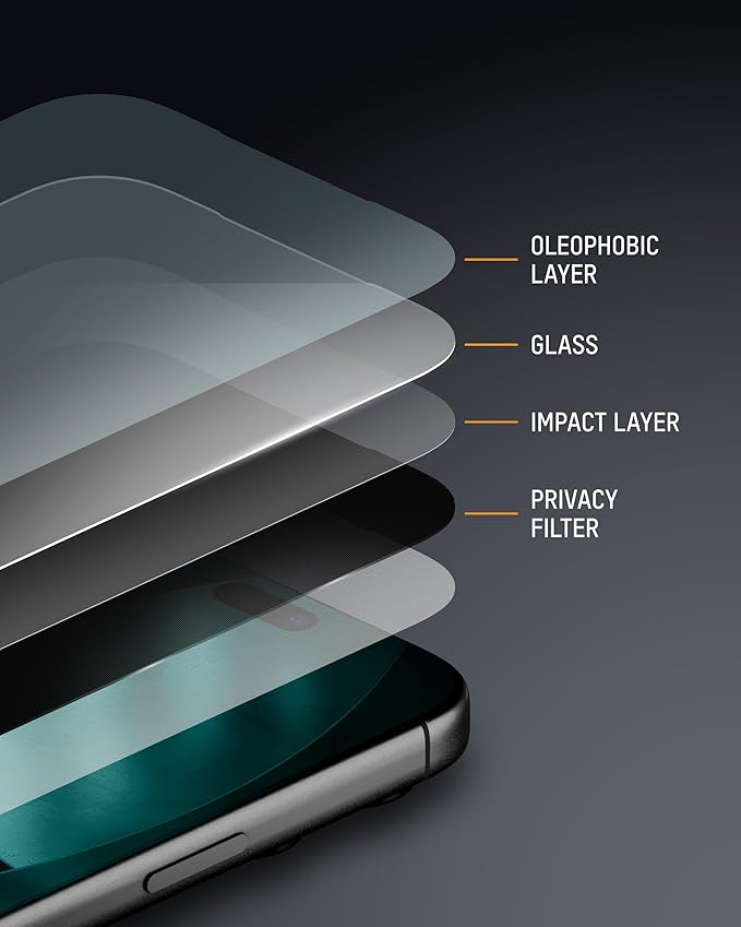 Mous Privacy Screen Protector Compatible with iPhone 17 Anti-Spy Tempered Glass Film Shatterproof with Easy Installation Tool