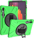 KIQ Galaxy Tab S7 Case 11 Shockproof Heavy Duty Durable Dual-Layer Cover Kickstand Hand Strap Shoulder Carrying Sling for Samsung Galaxy Tab S7 T870/ Samsung Galaxy Tab S8 X700 (Shield Green)