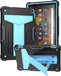 Dteck Case for Fire HD 10/HD 10 Plus Tablet (2021 Release 11th Generation) - Kids Friendly Shockproof EVA Case Convertible Stand Full Body Rugged Protective Cover Black+Blue