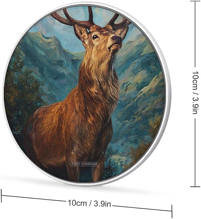 Deers Stands in Wilderness Phone Charger Magnetic Charging Pad Anti-Slip with USB Cable