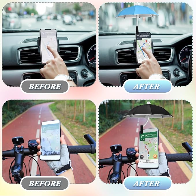 Flutesan 6 Sets Phone Umbrella for Sun Phone Umbrella Cell UV Protection Anti Glare Sun Shade Adjustable Sunshade with Hand Style Suction Cup Outdoor Shield Sunshade for Summer beach