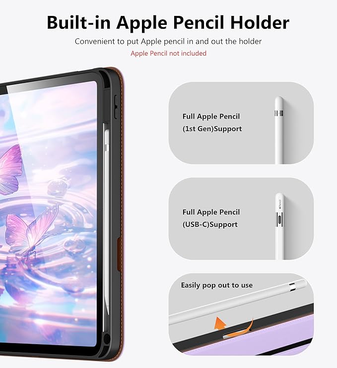 DTTO for iPad A16 Case iPad 11th / 10th Generation Case (2025/2022) 360 Degree Rotating Premium Leather Folio Stand Cover with Pencil Holder New Lavender