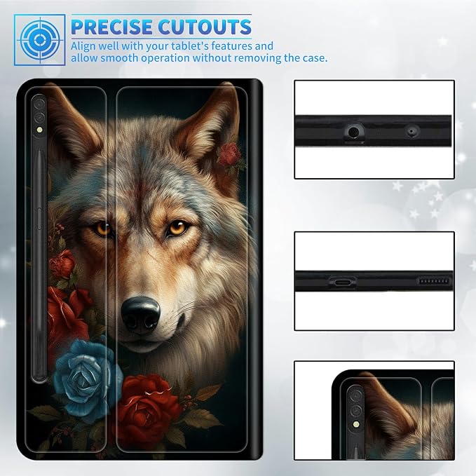 Blue Red Rose Wolf