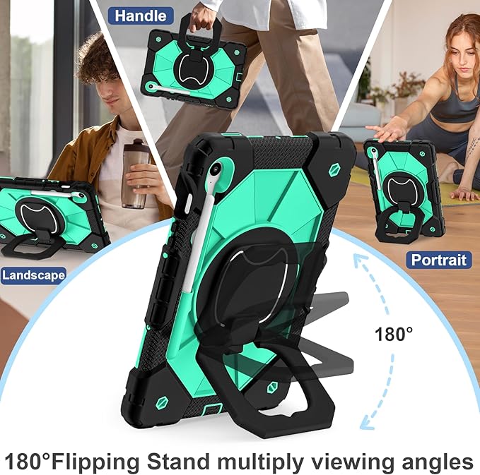 Case for Samsung Galaxy Tab S10 Lite/S10 FE/S9 FE 10.9 Inch &amp Galaxy Tab S9 11 Inch Rugged Samsung S10 FE Tablet Case with Pen Holder 360 Rotating Stand Shoulder Strap Screen Protector Mint