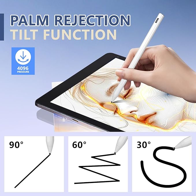 Rechargeable MPP 2.0 Tilt Pen for HP 2-in-1 Touchscreen LaptopsGenuine Digital Stylus Pen for HP Envy X360/Pavilion X360/Spectre X360 with 4096 Pressure Sensitivity and Palm RejectionWhite