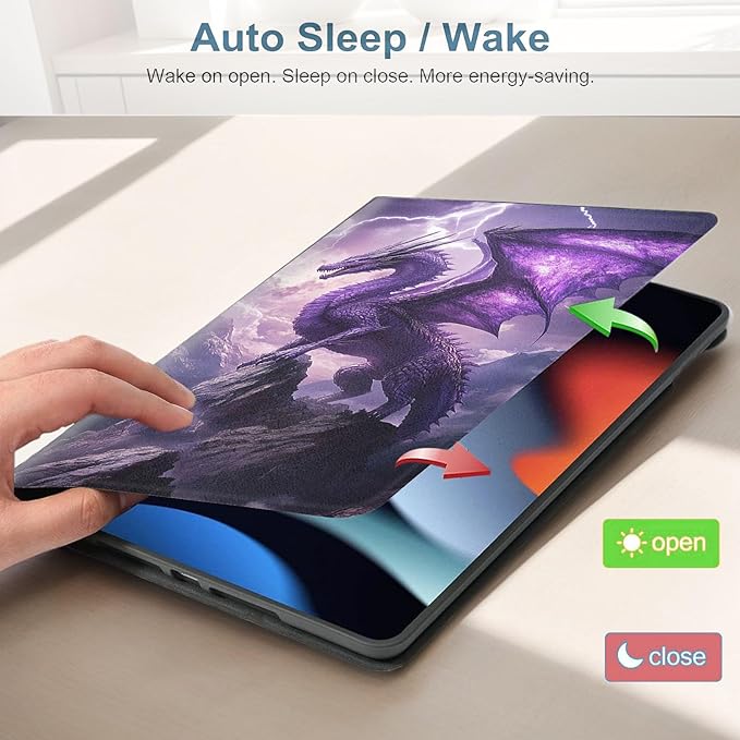 Case for iPad 10.9 Case (10th Gen) Protective Tablet Cover with Adjustable Stand and Magnetic Auto Wake/SleepPurple Dragon