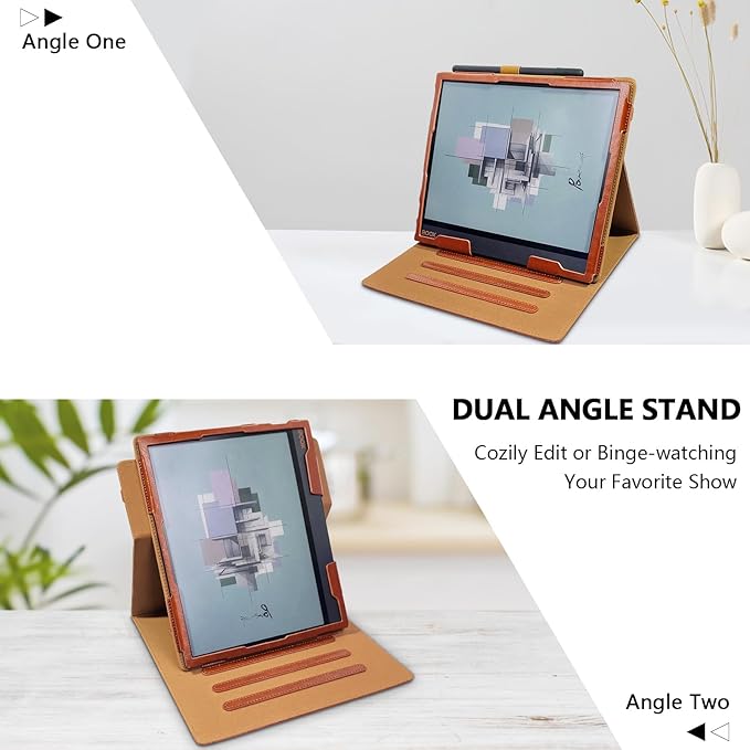 E NET-CASE Case for 10.3 Boox Note Air4 C (2024)/Boox Note Air3 C/Air3 B/W Tablet (2023) New Upgraded Design 360 Degree Rotating Stand Cover with Pen Holder/Hand Strap Auto Sleep/Wake (Brown)