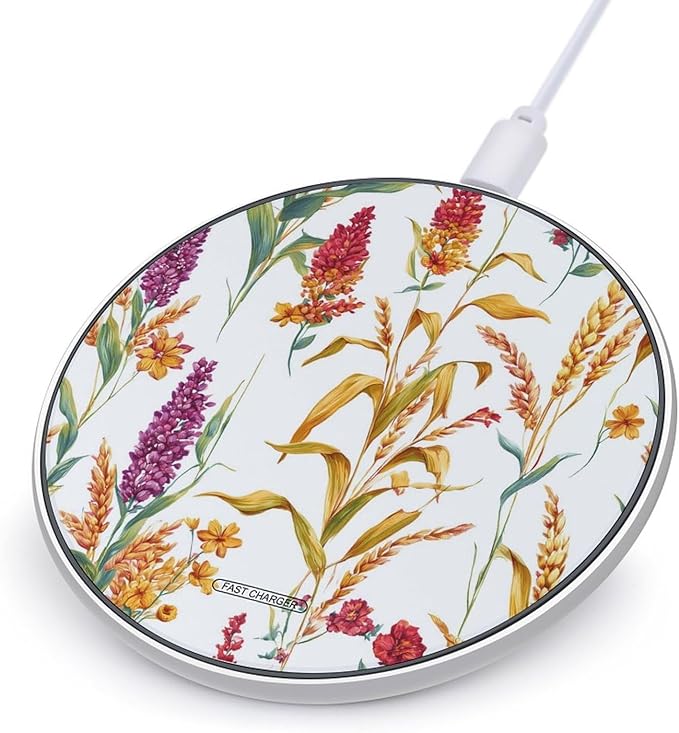 Wheat Sorghum Plants Phone Charger Magnetic Charging Pad Anti-Slip with USB Cable