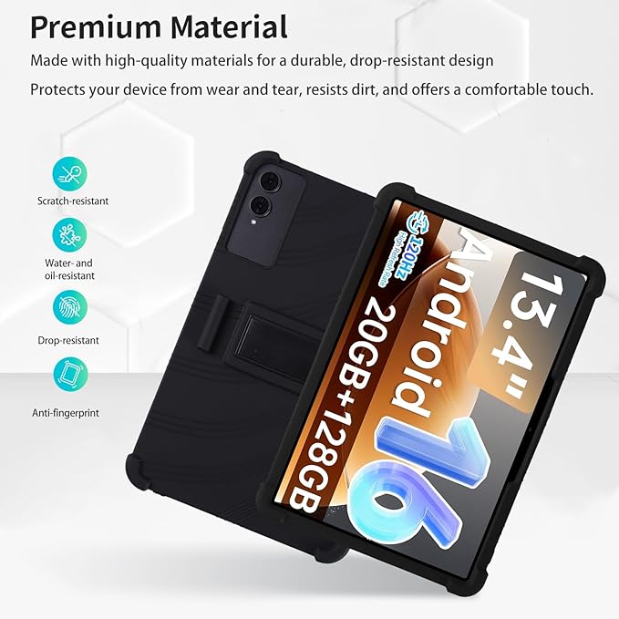 Case for TECLAST T65 13.4-Inch Tablet – Shockproof Silicone Protective Cover with Kickstand Drop-Resistant Business Style (Black)