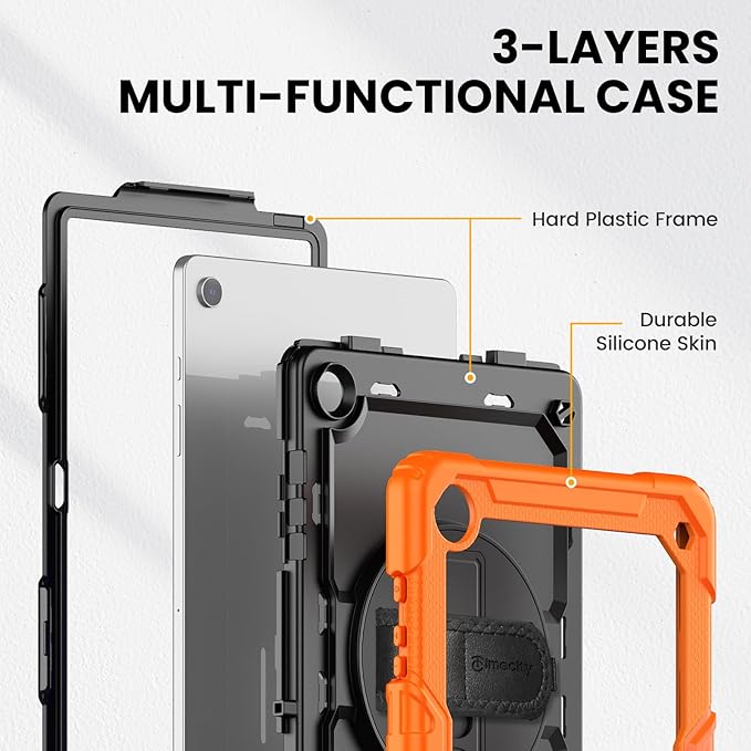 Timecity Case for Samsung Galaxy Tab A9 Plus 11 inch 2024: Sturdy Rugged with Screen Protector Kickstand Hand/Shoulder Strap Kids Case for Galaxy Tab A9 Plus/ A9+(SM-X210/X216/X218) - Orange