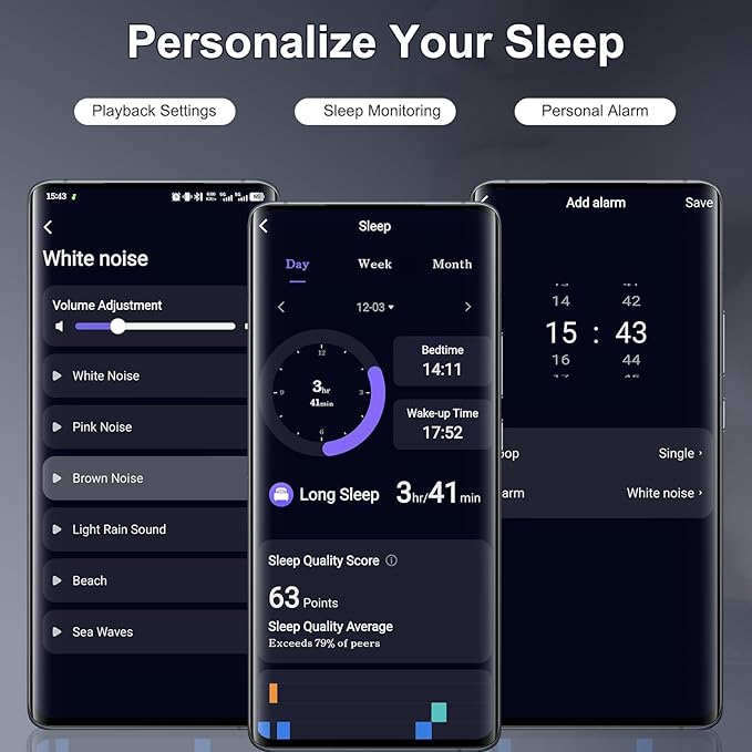 Sleep Earbuds Bluetooth 6.0 in Ear 2026 Mini Sleep Headphones with Sleep Monitor and APP Small Earplugs for Side Sleepers 48H Playtime Sleep Earphones with Sleep Mode Deep Black