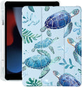 Cute Sea Turtle for iPad 5th/6th Generation Case with Pencil Holder Auto Sleep/Wake Blue Leather Soft TPU Back Cover for iPad 9.7 Inch