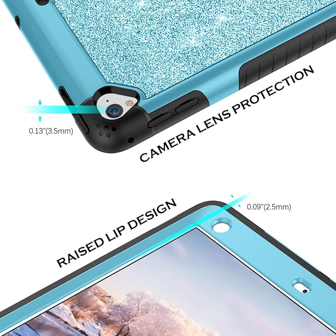 YINLAI Case for iPad 9.7 InchiPad 6th 5th Generation CaseiPad air 2 Case with Kickstand Holder Glitter Bling Kid Girl Women Shockproof Protective Cover for iPad 6th 5th Gen/iPad Air 2rd Gen Blue