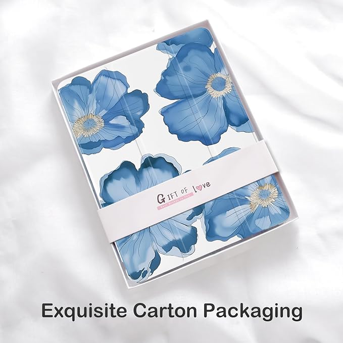 Cute Floral Flower for iPad Pro 12.9 Inch Case 5th/6th Generation 2022/2021/2020 with Pencil Holder Auto Sleep/Wake White Leather Soft TPU Back Cover