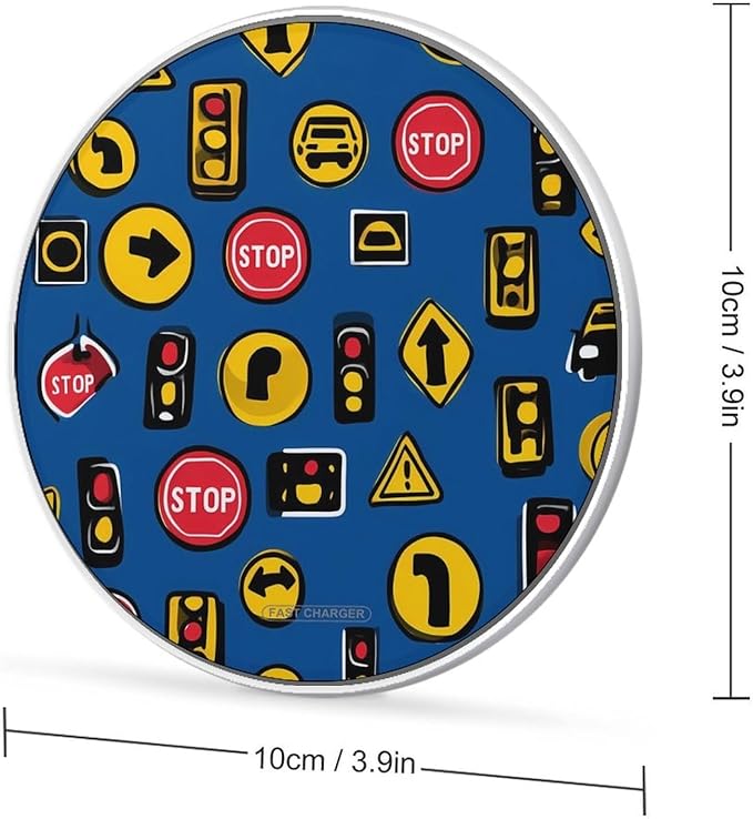 Cartoon Traffic Signs Phone Charger Magnetic Charging Pad Anti-Slip with USB Cable