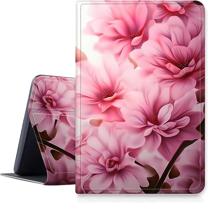 DIGTIALLL Case for iPad Air 5th/4th Generation (2022/2020 Release) 10.9/iPad Pro 11 2022/2021/2020 Release PU Leather Smart Premium Stand Protective Cover with Auto Sleep/WakePink Flowers