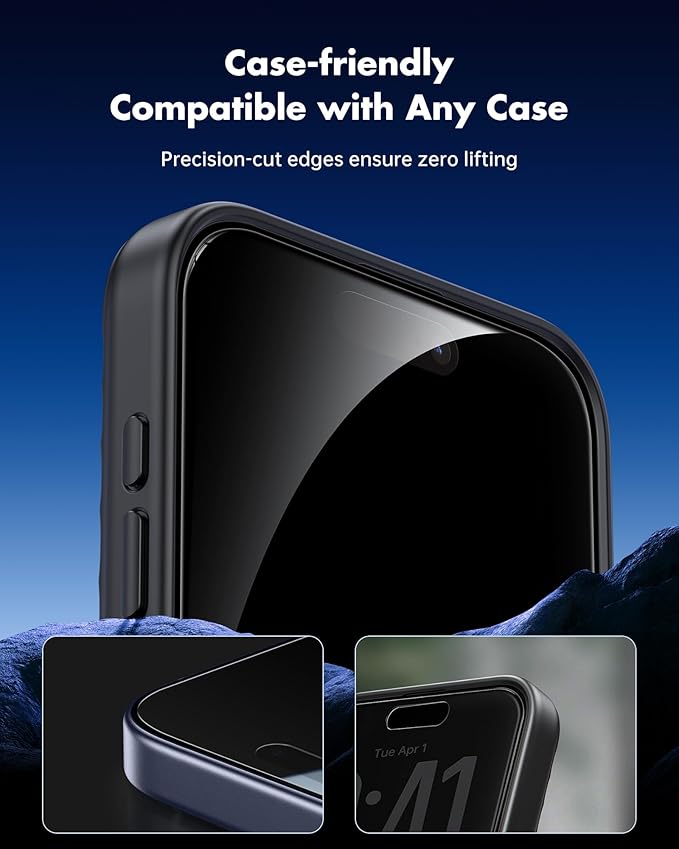 UNBREAKcable Privacy Screen Protector for iPhone 17 Pro (6.3) 25° Anti-Spy Tempered Glass Easy Install Alignment Frame Case-Friendly 9H Hardness Anti-Fingerprint 3-Pack