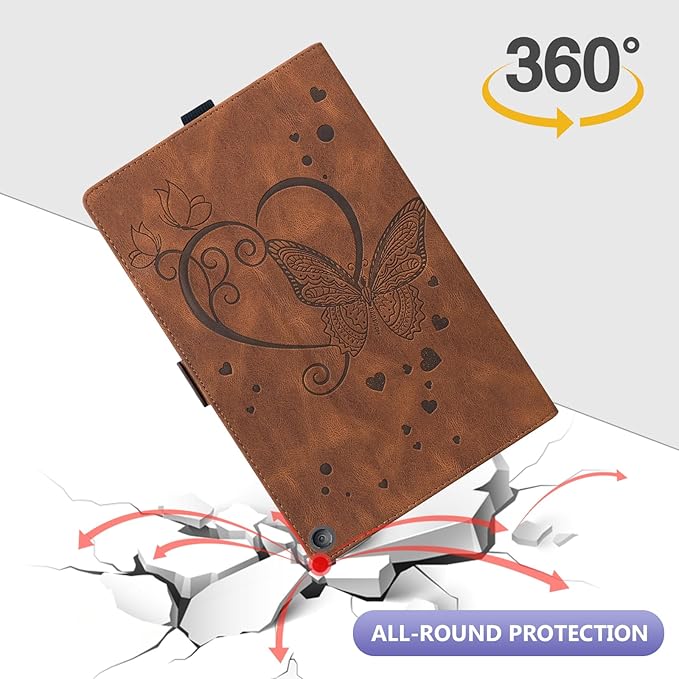 Dteck Case for All-New Amazon Fire HD 10 Tablet 13th Generation 2023 10.1 HD 10 &amp 10 Plus Tablet 11th Generation 2021 CoverMulti-Angle Stand Slim Folio Shockproof Protective Wallet Case Brown