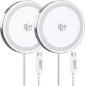 25W Wireless Charger for MagSafe Qi2.2 Magnetic Fast Charging Pad for iPhone 17/16/15/14/13/12 Series &amp AirPods Strong Magnet Portable Wireless Charger for Travel Home Office (White 2Pack(10FT