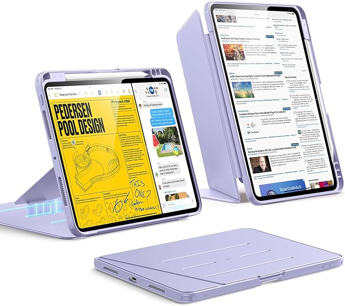ESR for iPad Pro 11 Inch Case (M5/M4) 2025/2024 Vertical Stand Cover Multi Stand Angles Ultra-Stable Case with Pencil Holder Flip Series Purple