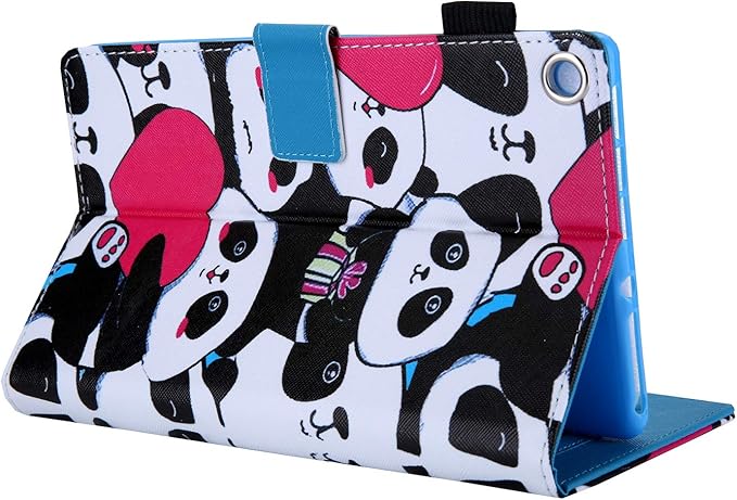 Folio Cover for Fire HD 8 6th/7th/8th Gen Techcircle Slim Folding Stand PU Leather Protective Wallet Case with Auto Sleep/Wake for Old Amazon Fire HD 8 Tablet 2016/2017/2018 Panda Tribe
