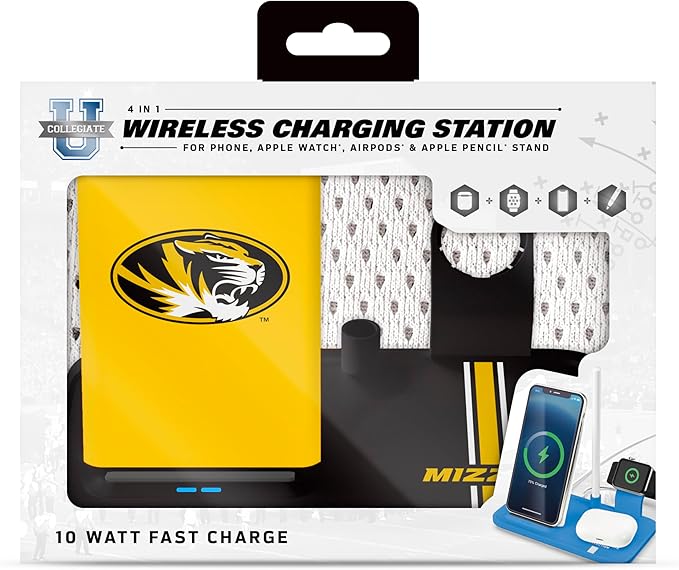 SOAR NCAA 4-in-1 Wireless Charging Docking Station: Fast Charge for iPhone Apple Watch Air Pods &amp Apple Pencil