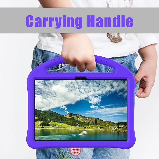 Kids Universal Case for Blackview Tab 8 WiFi 10.1 inch 2023 EVA Foam Stand Handle Cover for Blackview Tab 7 WiFi/OSCAL Pad 60/ DragonTouch Notepad 102/ Teclast P40HD 10.1 Tablets - Purple