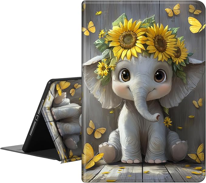Golden sunflowers cute elephant
