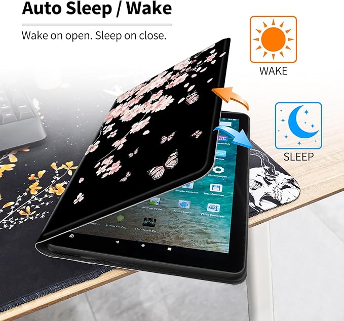 Case for iPad Pro 13 Inch Case M4 (2024 Model 7th Generation)PU Leather Folio Cover with Auto Sleep WakeMulti-Angle ViewinPink Cherry Blossoms