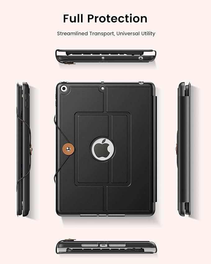 INFILAND Keyboard Case for iPad 9th/8th/7th Generation (10.2 Inch) 7-Color Backlight &amp High Precision Trackpad Slim and Portable Detachable Folder Style Keyboard Case with Pencil HolderBlack