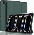 ZryXal iPad Pro 11 Inch Case (M5) 2025/ (M4) 2024 (Model: A2836/A2837/A3006) Trifold Stand Smart Cover with Pencil Holder and Soft TPU Back Auto Wake/Sleep (Update Midnight Green)