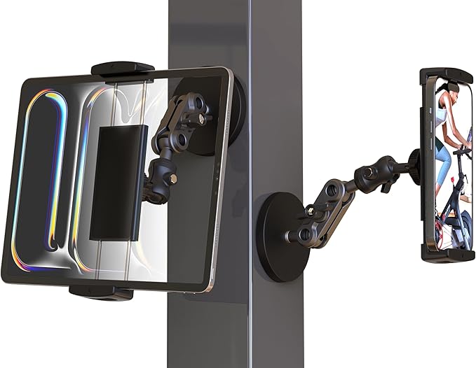 Universal Magnetic Tablet Holder 360°Adjustable 7.7 Aluminum Heavy Duty Arm 3.5 Magnetic Base for Fridge Whiteboard Gym Warehouse Kitchen Fits 4-13 Tablets Phones