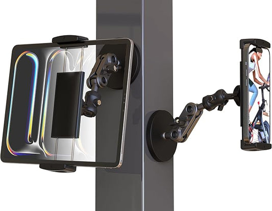 Universal Magnetic Tablet Holder 360°Adjustable 7.7 Aluminum Heavy Duty Arm 3.5 Magnetic Base for Fridge Whiteboard Gym Warehouse Kitchen Fits 4-13 Tablets Phones