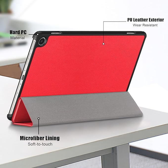 Case for Amazon Fire Max 11 Tablet (13th Generation 2023) Techcircle Slim Lightweight Trifold Stand Magnetic Hard Shell Flip Cover PU Leather Protective Folio Book Cover Red