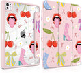 Case for iPad Pro 11 Inch (M5 2025 M4 2024) – [Built-in Pencil Holder] Shockproof &amp Stylish Clear Hard Back + Soft TPU Edge Magnetic Trifold Stand Auto Wake/Sleep Cherry &amp Lip