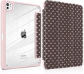 TWOLSKOO Case for iPad Pro 11-inch (M5 2025 / M4 2024) Clear Acrylic Back with TPU Bumper Pencil Holder Trifold Stand Auto Sleep/Wake Chocolate Polka Dot