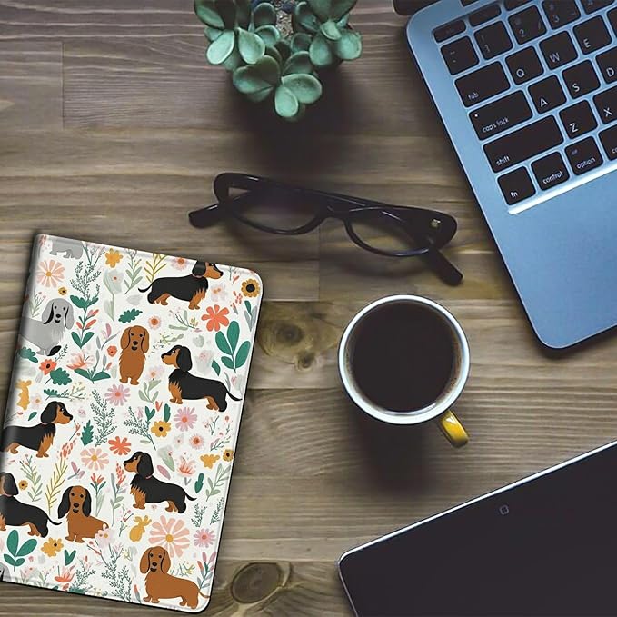 Case for Kindle Paperwhite 12th Generation &amp Kindle Colorsoft Signature Edition 2024 7 inch Lightweight Smart Case PU Leather Adjustable Stand Protective Cover with Auto Wake/Sleep - Dog Flower
