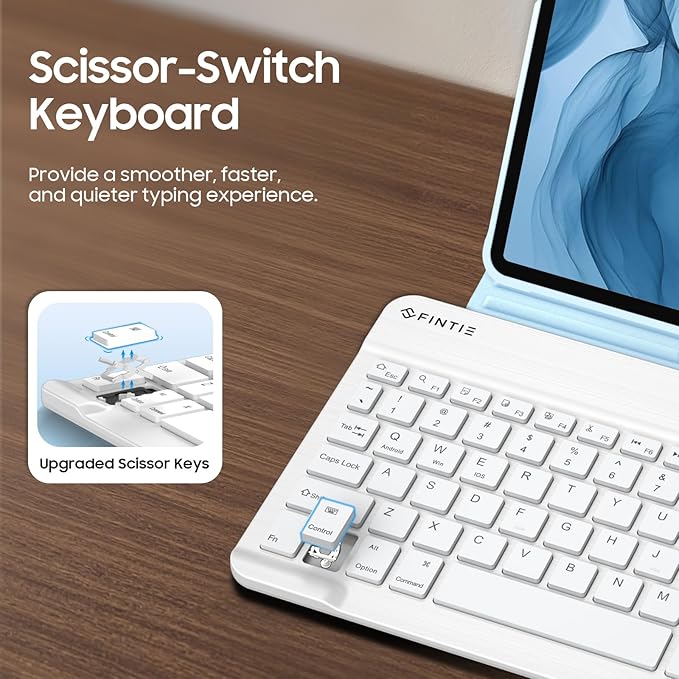Fintie Backlit Keyboard Case for iPad Air 11-inch M4/M3/M2 (2026/2025/2024) iPad Air 5th/4th Gen 10.9 Inch - Soft TPU Cover with 7 Color Backlight Detachable Bluetooth Keyboard Sky Blue