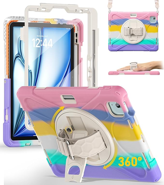 BRAECN Case for iPad Air 11 inch 2026(M4) 2025(M3) 2024(M2)iPad Pro 11 inch(4th/3rd/2nd/1st)&amp Air 10.9(5th/4th) Protective with Pencil Holder Screen Protector 360°Rotating Stand Handle Full Body