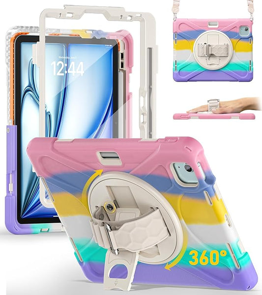 BRAECN Case for iPad Air 11 inch 2026(M4) 2025(M3) 2024(M2)iPad Pro 11 inch(4th/3rd/2nd/1st)&amp Air 10.9(5th/4th) Protective with Pencil Holder Screen Protector 360°Rotating Stand Handle Full Body